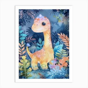 Pastel Rainbow Maiasaura Dinosaur Art Print