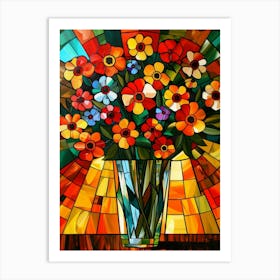 Stained Glass Flowers In A Vase Art Print