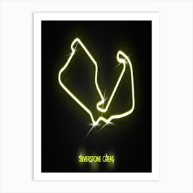 Circuit Silverstone Great Britain F1 Track neon Art Print