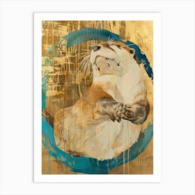 Otter Gold Effect Collage 4 Art Print