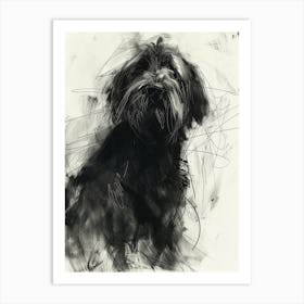 Petit Basset Griffon Vendeen Dog Charcoal Line 2 Art Print