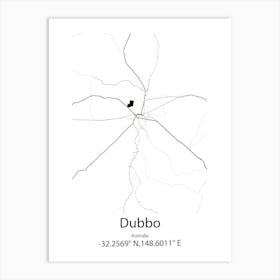 Dubbo,Australia Minimalist Map Art Print