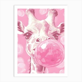 Giraffe Blowing Bubbles Art Print