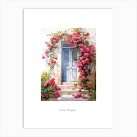 Nice, France   Mediterranean Doors Watercolour Painting 1 Poster Art Print