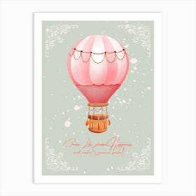 Hot Air Balloon Pink Frame Art Print