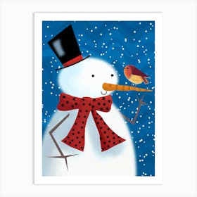 The Snowman and the Robin Art Print