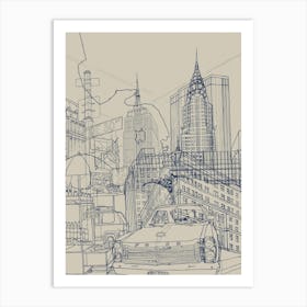 New York! (Grey) Art Print