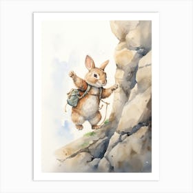 Bunny Rock Climbing Rabbit Prints Watercolour 2 Art Print