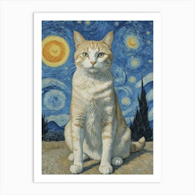 Starry Night Smart Cat Art Print