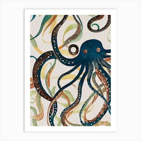 Pacific Octopus Vintage Graphic Watercolour Art Print