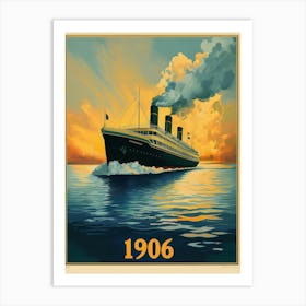 Aihrgdesign A Vintage Travel Poster Of A Luxury Steamship Sai C65b5b3d 8eca 47d8 Ab1d 6886385448a9 2 Art Print