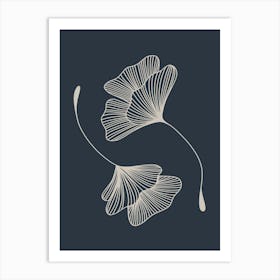 Line Art Ginkgo Leaves Art Print