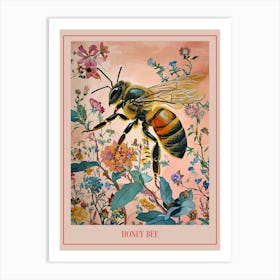 Floral Animal Painting Honey Bee 2 Poster Art Print