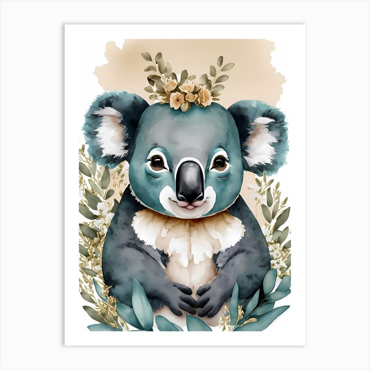 Illustration A watercolour illustration of a cute koala bear and her cub