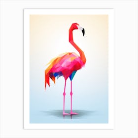 Colourful Geometric Bird Greater Flamingo 4 Art Print