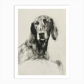 Bluetick Hound Dog Charcoal Line 4 Art Print