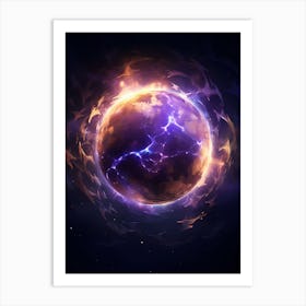 Planet With Lightning Art Print