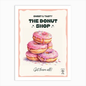 Stack Of Strawberry Donuts The Donut Shop 2 Art Print