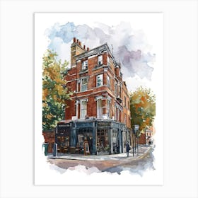 Islington London Borough   Street Watercolour 1 Art Print
