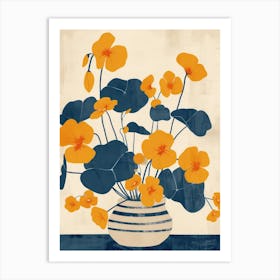 Nasturtium Flowers On A Table   Contemporary Illustration 2 Art Print