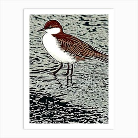 Dipper 2 Linocut Bird Art Print