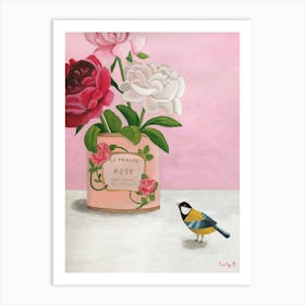 Rose La France And Bird Art Print