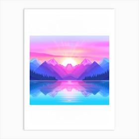 Abstract Landscape With Mountains And Lake Art Print