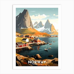 Norway Lofoten Retro Travel Art Print