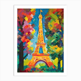 Eiffel Tower Paris France David Hockney Style 16 Art Print