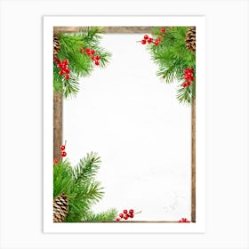 Decorative Frame Green Plank Colourful Red Berry Holiday Traditional Season Branch Celebra (28) Art Print