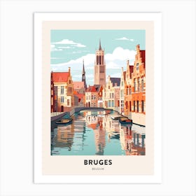 Vintage Winter Travel Poster Bruges Belgium 6 Art Print