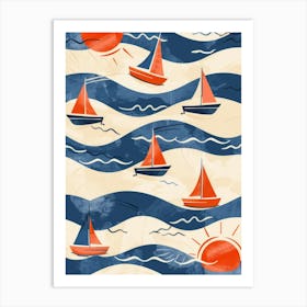 Sailboats In The Sea 2 Art Print