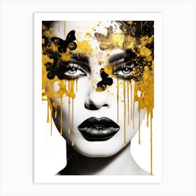 Portrait Of A Woman With Yellow Paint Art Print