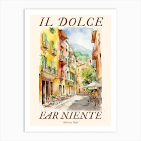 Il Dolce Far Niente Salerno, Italy Watercolour Streets 2 Poster Art Print