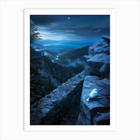 Cliffs At Night Art Print