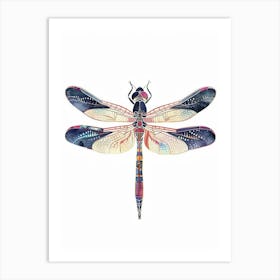 Colourful Insect Illustration Dragonfly 15 Art Print