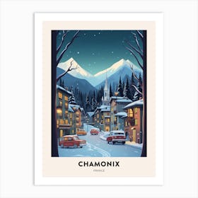 Winter Night  Travel Poster Chamonix France 1 Art Print