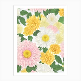 Chrysanthemums Pastel Floral 4 Flower Art Print