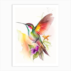 Fiery Throated Hummingbird Cute Neon 2 Art Print