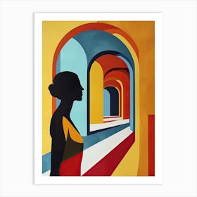 Silhouette Of A Woman, Abstract Painting Art Print