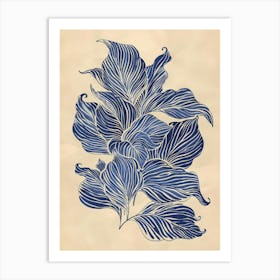 Blue Leaves 19 Art Print