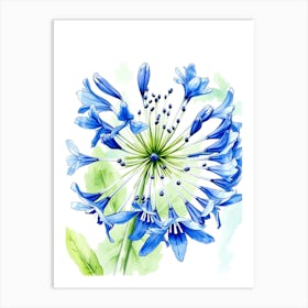 Watercolor Blue Flower Art Print