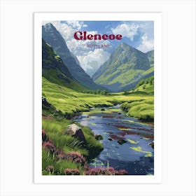 Glencoe Scotland Scottish Highlands Travel Art Illustration Art Print