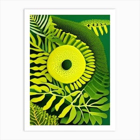 Lemon Button Fern Vibrant Art Print