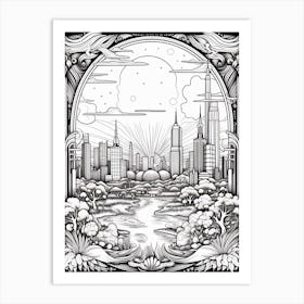 Melbourne, Australia, Tarot Card Travel  Line Art 2 Art Print