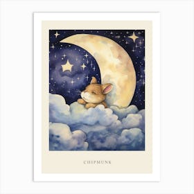 Baby Chipmunk 3 Sleeping In The Clouds Nursery Poster Art Print