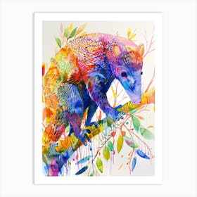 Anteater Colourful Watercolour 4 Art Print