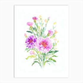 Carnations Watercolour Flower Art Print