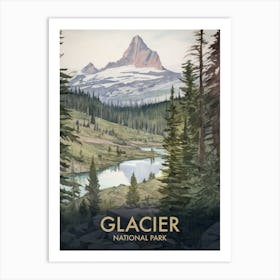 Glacier National Park Vintage Travel Poster 6 Art Print