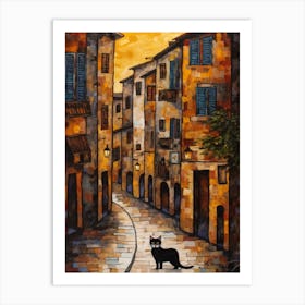 Painting Of Venice With A Cat In The Style Of Gustav Klimt 2 Art Print
